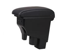Center Console Storage Car Armrest Box Center Centre Console Storage Cup Holder USB Interface Dual Layer For Jazz 2003-2007(A3 Black leather)