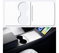 Center Console Wrap Kit Carbon Fiber Console Cover Interior Decoration Wrap Kit Compatible with Tesla 2021-2025 Model Y & 2021-2023 Model 3 Tesla Accessories (White)
