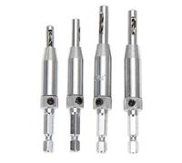 Center Drill Bit Set, Snappy Drill Bit Guide Set 4PCs Hex Shank Self Centering Hinge Drill Bit for No6 Gauge Screws - 11/64" 9/64" 7/64" 5/64"