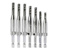 Center Drill Bit Set, Snappy Drill Bit Guide Set 7PCs Hex Shank Self Centering Hinge Drill Bit for No6 Gauge Screws - 5/64" 7/64",9/64" 11/64", 5mm, 13/64"，1/4"
