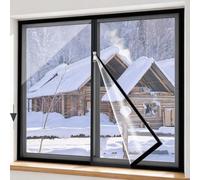 Center-Opening Zipper-Style Windproof Film, Window Insulation Kit | Transparent Heat-Insulating Curtains, Can Prevent Heat Loss Without Affecting Ventilation (W*H)(Black,60x70cm)
