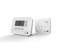 Center RF Wireless 7-Day 5/2 Day Programmable Room Thermostat White - Boiler Plus Compliant - Minimalistic and Modern design - Battery powered