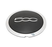 Center Wheel Hub Cap With Chrome Trim 68078419AC for FIAT 500 (White Circle White Letter)