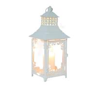 Centerpiece Vintage Metal Candle Holder Hanging Lanterns Candlestick Glass Lamp Outdoor Lighting Garden Hanging Lamps Halloween Lights Dining(White)
