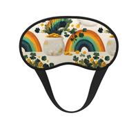 Centerpiece with Rainbow Printed Black Border Eye Mask, Soft and Comfortable, Perfect for Travel, Camping, and Meditation
