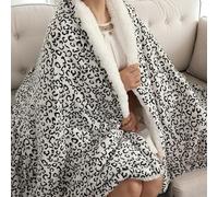 Centhermy Electric Heated Blanket 150x200cm - Leopard Print with 9 Heat Settings & 9H Timer, Fast Heating & Overheat Protection - Black & White