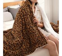 Centhermy Electric Heated Blanket Single - Classic Brown Leopard Print Throw with 9 Heat Settings & 9H Timer, Fast Heating & Overheat Protection, 130x180cm
