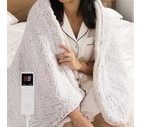 Centhermy Electric Heated Blanket Single - Double-Sided Sherpa Fleece Throw with 9 Heat Settings & 9H Timer, Fast Heating & Overheat Protection, 130x160cm - Gradient Purple