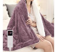 Centhermy Electric Heated Blanket Single - Extra Soft Flannel Throw with 9 Heat Settings & 9H Timer, Fast Heating & Overheat Protection, 130x180cm - Berry Purple