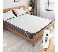 Centhermy Electric Heated Underblanket 120×135cm White - Soft Flannel & Cotton Fleece, Fast Heating 3 Heat Settings, Elastic Straps Anti-Slip, Machine Washable, Bed Use