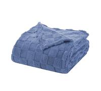 Centhermy Soft Double-sided Jacquard Comfort Fleece Blanket 200x150cm, Warm & Skin-Friendly Double Size Checkerboard Pattern Blanket for Sofa, Bed or Office, Machine Washable, Blue