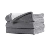 Centhermy Soft Flannel Fleece Blanket 150×200cm, Warm & Skin-Friendly Double Size Blanket for Sofa, Bed or Office, Machine Washable, Light Grey
