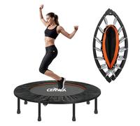 Centra 48" Foldable Mini Trampoline for Adults - 150kg/330lbs Capacity, 4-Fold Ultra Quiet Rebounder with Adjustable Handle, Indoor Fitness Trampoline for Home Cardio Workout in Apartments