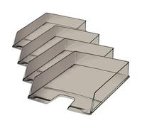 Centra A4 Letter Tray - Smoked Transparent (Pack of 4)