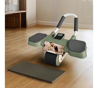Centra Ab Roller Exercise Wheel with Elbow Support, 4-Wheel Automatic Rebound Abdominal Trainer with Digital Timer & Counter, Core Workout Equipment for Home Gym with Phone Holder