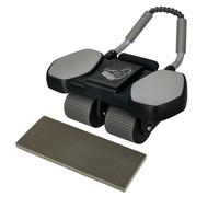 Centra Ab Roller Exercise Wheel with Elbow Support & Automatic Rebound, 4-Wheel Abdominal Trainer for Core Abs, Home Gym Equipment with Phone Holder for Men & Women, Grey Black