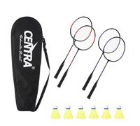 Centra Badminton Set, 11Pc Outdoor Racket Set, Nylon Aluminum, Black | 11Pc Set, 4 Badminton Rackets, 6 Nylon Shuttlecocks, Aluminum Alloy Frame, Pu Grip, 420D Oxford Bag, Family Outdoor Games
