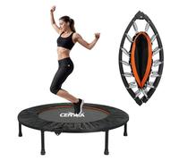 Centra Foldable Mini Trampoline for Adults - 150kg/330lbs Capacity, 4-Fold Ultra Quiet Rebounder with Adjustable Handle, Indoor Fitness Trampoline for Home Cardio Workout in Apartments
