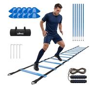 Centra Football Training Equipment Speed Agility Training Set for Boys Adults, 6M 12-Rung Agility Ladder, 10 x Cones, 6 x 6 Agility Training Poles, 1 x Jump Rope, Portable Carry Bag