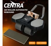 Centra 4-Wheels Abdominal Wheel AB Roller 8 Elbow Support Automatic Rebound in Black Centra Black