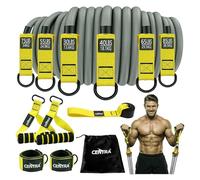 Centra Heavy Duty Resistance Bands, 350lbs Exercise Bands with Handles, 6-Level Stackable Natural Latex, Door Anchor, Ankle Straps, Carry Bag & Non-Slip Wide Handles for Men Women Home Gym