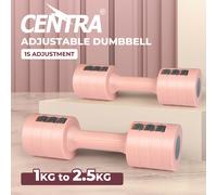 Centra Pair Adjustable Dumbbells 1-2.5kg Metal Home Gym Exercise Weight Training