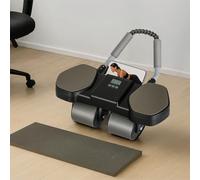 CENTRA Pro Smart Ab Roller with Timer, 4-Wheel Heavy-Duty Ab Wheel, Anti-Slip & Extra Wide, Auto Rebound, 200KG Capacity, Knee Pad & Phone Holder for Home Gym