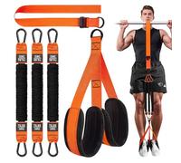 Centra Pull Up Assistance Bands - 3-Level Resistance (75/150/225 lbs) with 125cm Extra-Long Adjustable Strap, Heavy Duty Cushioned Foot/Knee Rest, Portable Home Gym Strength Training Set for Men Women