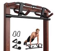 Centra Pull Up Bar for Doorway, No Drill Adjustable Chin Up Bar with Resistance Bands, Heavy Duty 200kg Multi Grip Home Gym Workout Bar, Fits Narrow & Standard Doors (55-92cm)