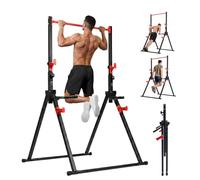 Centra Pull Up Bar, Pull Up Station, Dip Bars Free Standing, 220KG, Black Red