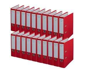 Centra Standard Folder (Grey Cardboard RC, Laminated with PP Film, A4, 8 cm Spine Width, Chromos) Red, Pack of 20