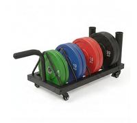 Centra Weight Plate Rack with Lockable Silent Wheels - 300lb Capacity Horizontal Olympic Plate Storage Holder for Home Gym, Garage - Heavy Duty Carbon Steel Frame, 4 Wide Slots Fits 2” Olympic Bar