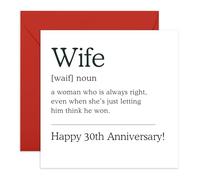 Central 23 30th Wedding Anniversary Cards - Wife Anniversary Card From Husband - Happy Anniversary Card For Her - Thirty Years - I Love You Gifts For Women - Comes With Cute Stickers