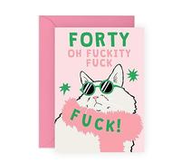 Central 23 40th Birthday Card For Women - Forty F*ck Cat - Wife Birthday Greeting Card - Happy Fortieth Birthday Cards For Female Friends Daughter Sister Niece - Comes With Fun Stickers