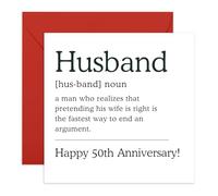 Central 23 50th Anniversary Card - Husband Anniversary Card From Wife - Golden Wedding Anniversary Cards For Him - Fifty Years - I Love You Gifts For Men - Comes With Cute Stickers