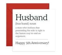 Central 23 5th Anniversary Card - Husband Anniversary Card From Wife Partner - Happy Anniversary Card For Him - Five Year Fifth Wedding Anniversary - I Love You Gifts For Men - Comes With Stickers