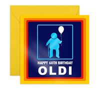 Central 23 - 60th Birthday Card - 'Happy 60th Birthday Oldi' Balloon Card - Sixtieth Birthday Gift for Seniors - Dad Mum - Grandma Greeting Card - Sixties - Comes with Fun Stickers