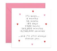 Central 23 6th Month Anniversary Card For Boyfriend Girlfriend - Happy Anniversary Cards For Couple - Half Year 6 Months For Wife Husband Partner Fiance - Love Gifts - Comes With Stickers