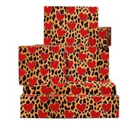 CENTRAL 23 Animal Print Wrapping Paper - Safari - 6 Sheets Of Heart Gift Wrap For Her - Leopard Wrapping Paper - Brown - For Girls Boys - Recyclable
