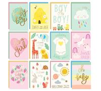 Central 23 Assorted Cards With Envelopes for Baby Shower - 105 x 148 mm - Set Of 24 Thank You Note, Birthday Cards, Congratulations, It's A Boy - Blank Greeting Cards With Stickers