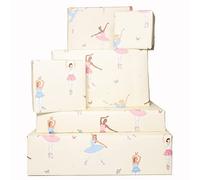 Central 23 - Ballerina Gift Wrap - 6 Sheets of Cute Wrapping Paper for Girls - Pink Blue Birthday Giftwrap - Pastel Butterflies for Kids - Pretty Ballet Dancers - For Women