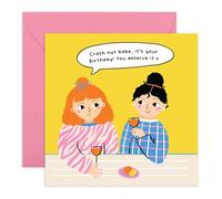 Central 23 Bestie Birthday Card - 'Crash Out Babe It’s Your Birthday You Deserve It' - For Best Friend Her Girls Women Female BFF Bestie - Quirky Humour Party Drinking Theme - Comes with Stickers