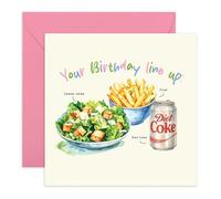 Central 23 Bestie Birthday Card - 'Your Birthday Line Up Caesar Salad Fries Diet Coke' - For Best Friend Female Girls Women BFF - Quirky Food Humour Celebration Card - Comes with Stickers