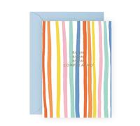 Central 23 Biglietto Auguri Compleanno - Design a Righe Colorate - Per Donna, Uomo, Colleghi, Amici e Vicini - Regalo per Nipote e Famiglia - Include Adesivi Divertenti