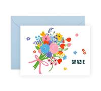 Central 23 Biglietto di Ringraziamento con Busta - Per Maestra, Matrimonio, Battesimo & Azienda - Elegant Bouquet di Fiori per Donna - Include Adesivi Divertenti - Design Floreale