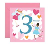 Central 23 Birthday Card - '3 TODAY FAIRIES' - Perfect for Celebrating a Magical 3rd Birthday - Ideal for Girl Toddlers, Parents, and Anyone Who Loves Enchanting Celebrations - Comes With Stickers