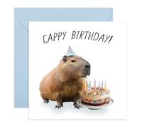 Central 23 Birthday Card - 'CAPPY BIRTHDAY CAPYBARA' - Perfect for Celebrating with a Fun and Playful Twist - Ideal for Adding a Unique and Adorable Touch to Their Special Day - Comes With Stickers