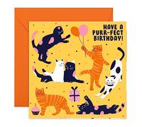 Central 23 - Birthday Card for Her - Cat Themed Birthday Card - 'Puurfect Birthday' - For Him - Comes With Fun Stickers