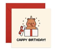 Central 23 Capybara Birthday Card - Cappy Birthday! - Cute Animal Greeting Card for Kids - Blank Inside - Comes with Fun Stickers