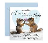 Central 23 Carte Anniversaire de Mariage Parents - Motif Écureuils - Cadeau pour Maman & Papa de la part des Enfants - Illustration Fleurs - Inclus Autocollants Amusants